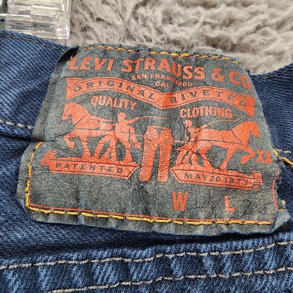 Levis Jeans Mens 44x30 501 Blue Cotton Hi Rise Button Fly Classic Straight *GUC* - Picture 9 of 14